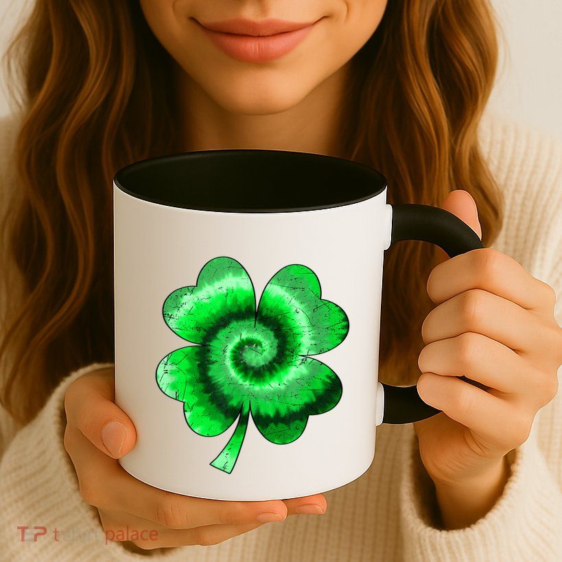 Irish Shamrock Tie Dye Happy St Patrick's Day Go Lucky Gift Mug