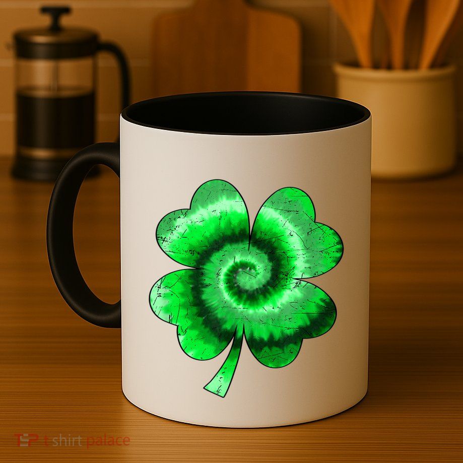 Irish Shamrock Tie Dye Happy St Patrick's Day Go Lucky Gift Mug