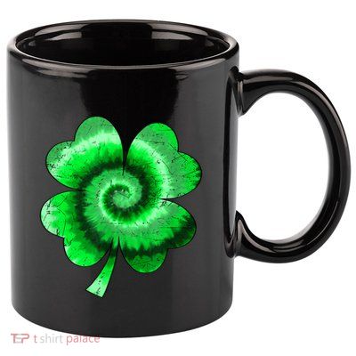 Irish Shamrock Tie Dye Happy St Patrick's Day Go Lucky Gift 11oz C Handle Ceramic Mug