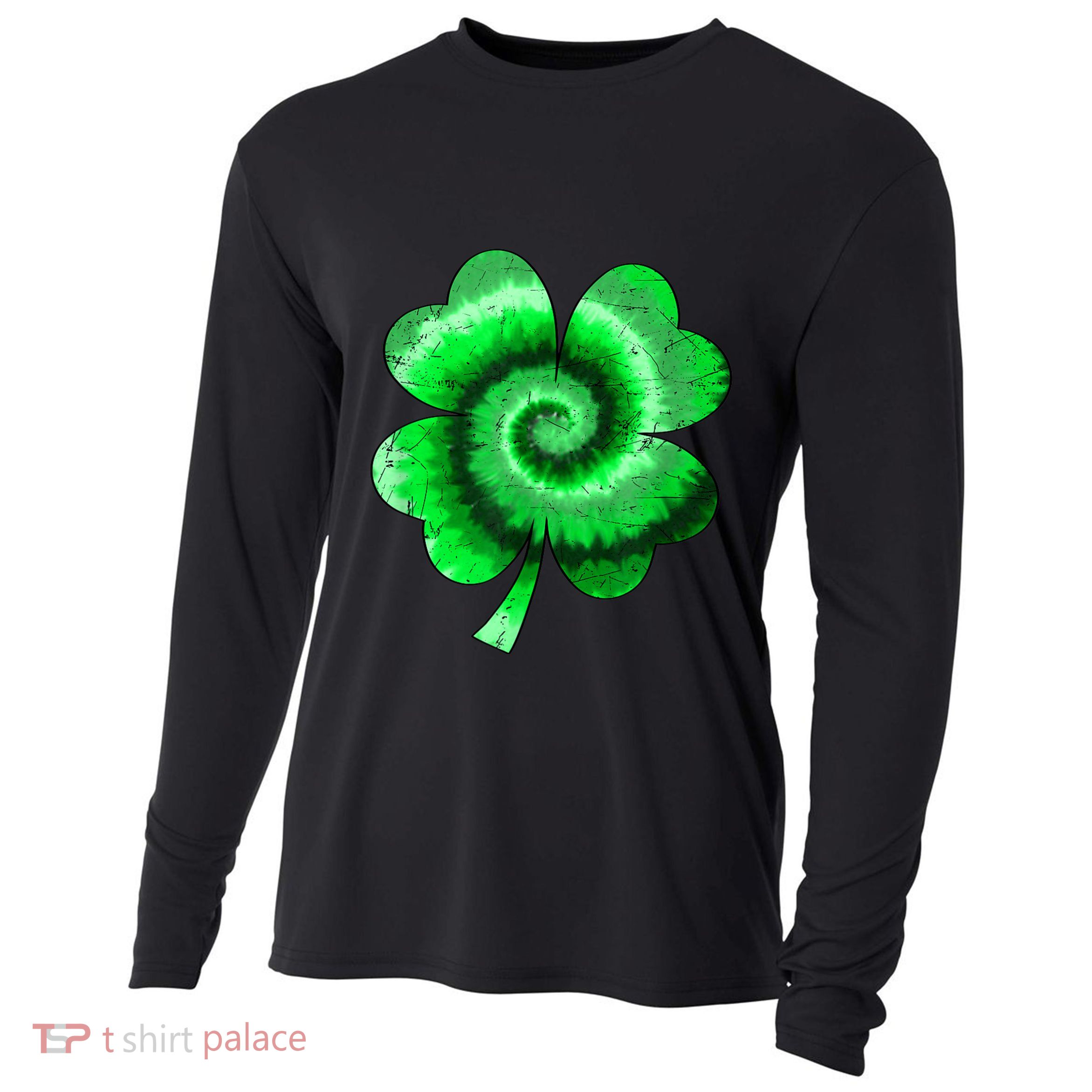 Irish Shamrock Tie Dye Happy St Patrick's Day Go Lucky Gift Cooling Performance Long Sleeve Crew