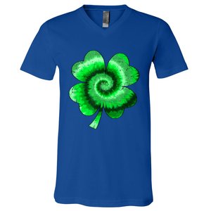 Irish Shamrock Tie Dye Happy St Patrick's Day Go Lucky Gift V-Neck T-Shirt