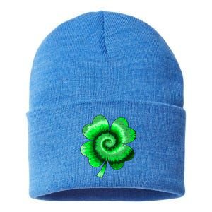 Irish Shamrock Tie Dye Happy St Patrick's Day Go Lucky Gift Sustainable Knit Beanie