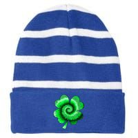 Irish Shamrock Tie Dye Happy St Patrick's Day Go Lucky Gift Striped Beanie with Solid Band