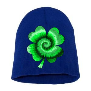 Irish Shamrock Tie Dye Happy St Patrick's Day Go Lucky Gift Short Acrylic Beanie