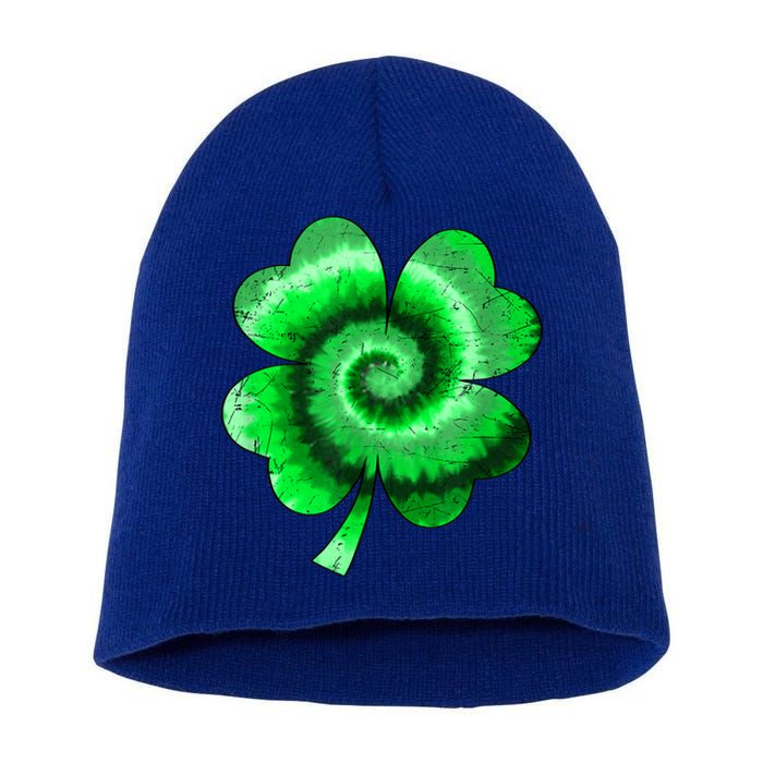 Irish Shamrock Tie Dye Happy St Patrick's Day Go Lucky Gift Short Acrylic Beanie