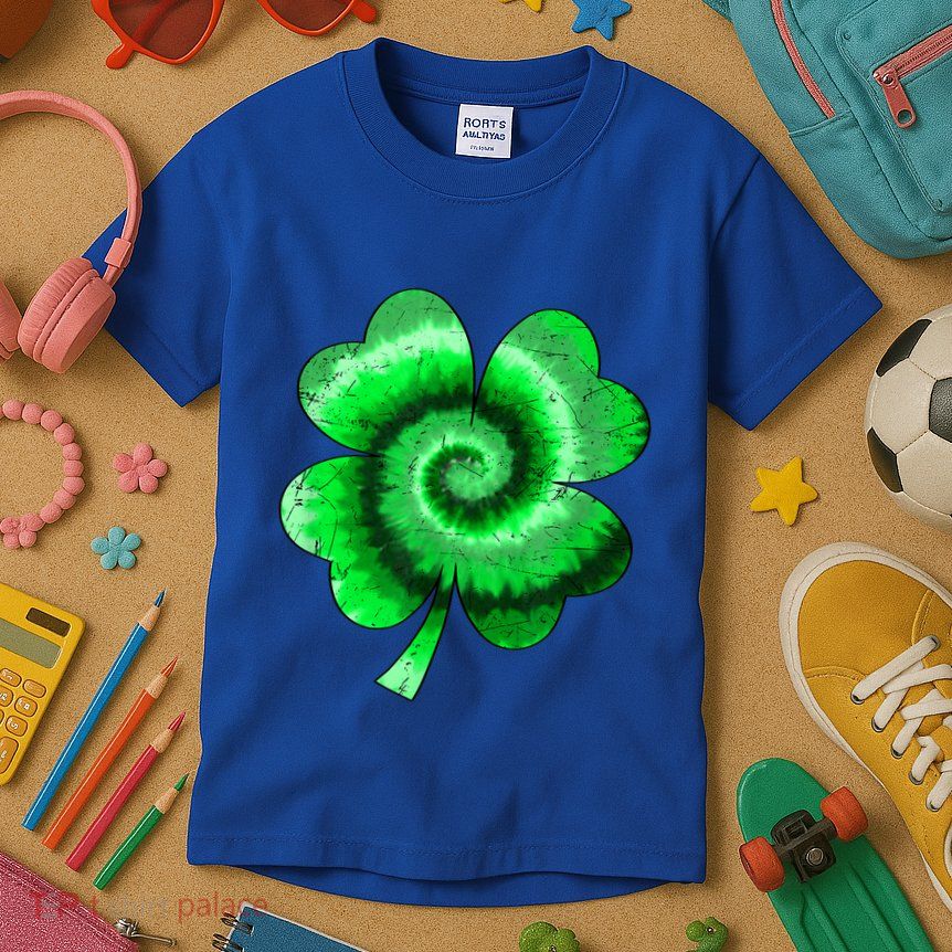 Irish Shamrock Tie Dye Happy St Patrick's Day Go Lucky Gift Kids T-Shirt