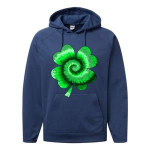 Irish Shamrock Tie Dye Happy St Patrick's Day Go Lucky Gift Performance Fleece Hoodie