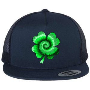 Irish Shamrock Tie Dye Happy St Patrick's Day Go Lucky Gift Flat Bill Trucker Hat