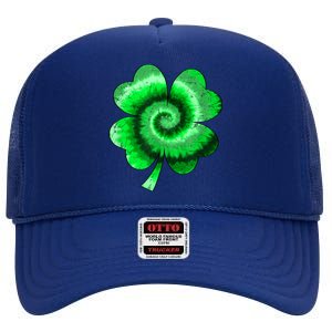 Irish Shamrock Tie Dye Happy St Patrick's Day Go Lucky Gift High Crown Mesh Back Trucker Hat