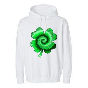 Irish Shamrock Tie Dye Happy St Patrick's Day Go Lucky Gift Garment-Dyed Fleece Hoodie