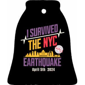 I Survived The Nyc Earthquake April 5 2024 Ceramic Bell Ornament