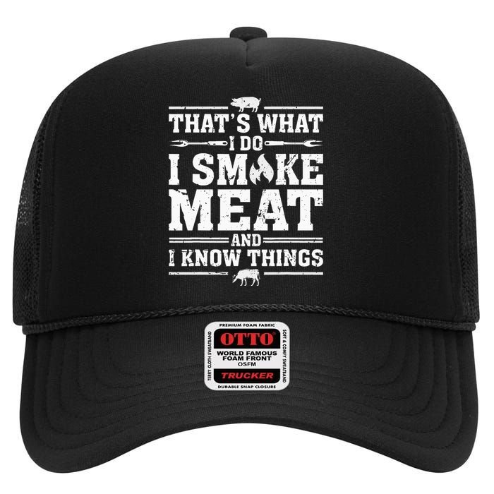 ID Smoke That Funny Meat Bbq Season Smoker & Grilling High Crown Mesh Back Trucker Hat