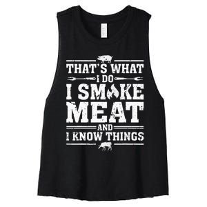 ID Smoke That Funny Meat Bbq Season Smoker & Grilling Women's Racerback Cropped Tank