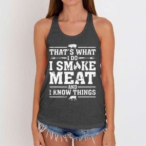 ID Smoke That Funny Meat Bbq Season Smoker & Grilling Women's Knotted Racerback Tank