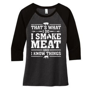 ID Smoke That Funny Meat Bbq Season Smoker & Grilling Women's Tri-Blend 3/4-Sleeve Raglan Shirt