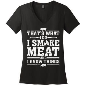 ID Smoke That Funny Meat Bbq Season Smoker & Grilling Women's V-Neck T-Shirt