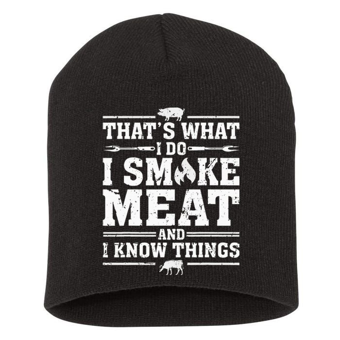 ID Smoke That Funny Meat Bbq Season Smoker & Grilling Short Acrylic Beanie