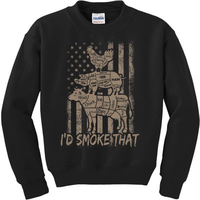 Id Smoke That Bbq Party Smoker Chef Dad Kids Sweatshirt