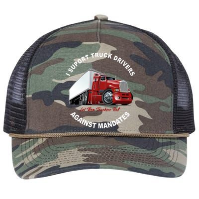 I Support Truck Drivers Against Mandates Let Them Truckers Roll Retro Rope Trucker Hat Cap