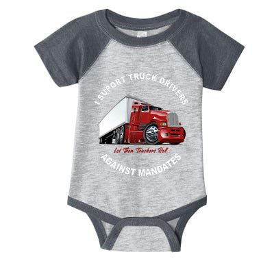 I Support Truck Drivers Against Mandates Let Them Truckers Roll Infant Baby Jersey Bodysuit