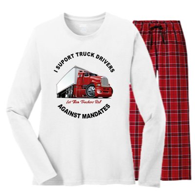 I Support Truck Drivers Against Mandates Let Them Truckers Roll Women's Long Sleeve Flannel Pajama Set 