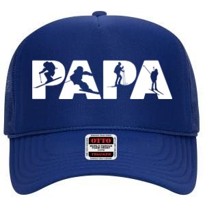 Its Skiing Time Dad I Love Being Skiing Papa Gift High Crown Mesh Back Trucker Hat