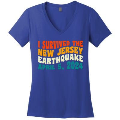 I Survived The New Jersey 4.8 Magnitude Earthquake Women's V-Neck T-Shirt