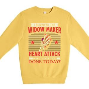 I Survived The Widow Maker Heart Attack Cardiac Arrest Meaningful Gift Premium Crewneck Sweatshirt