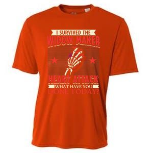 I Survived The Widow Maker Heart Attack Cardiac Arrest Meaningful Gift Cooling Performance Crew T-Shirt