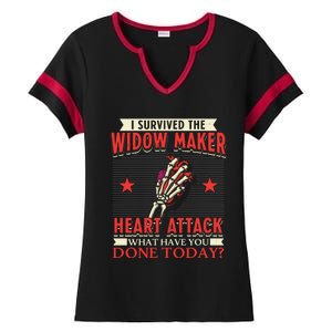 I Survived The Widow Maker Heart Attack Cardiac Arrest Meaningful Gift Ladies Halftime Notch Neck Tee