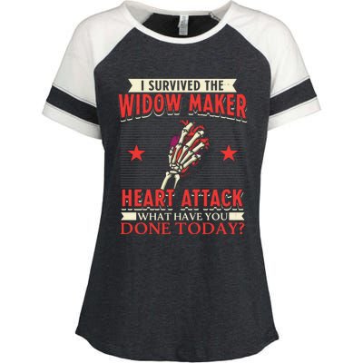 I Survived The Widow Maker Heart Attack Cardiac Arrest Meaningful Gift Enza Ladies Jersey Colorblock Tee