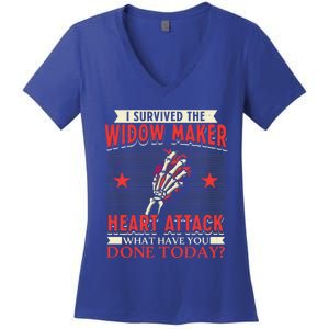 I Survived The Widow Maker Heart Attack Cardiac Arrest Meaningful Gift Women's V-Neck T-Shirt