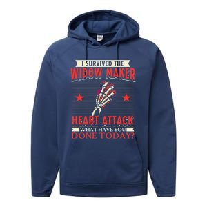 I Survived The Widow Maker Heart Attack Cardiac Arrest Meaningful Gift Performance Fleece Hoodie