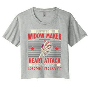 I Survived The Widow Maker Heart Attack Cardiac Arrest Meaningful Gift Women's Crop Top Tee