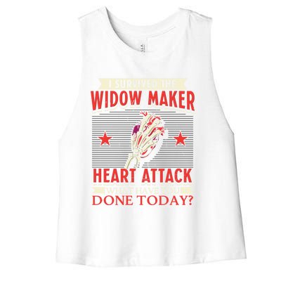 I Survived The Widow Maker Heart Attack Cardiac Arrest Meaningful Gift Women's Racerback Cropped Tank