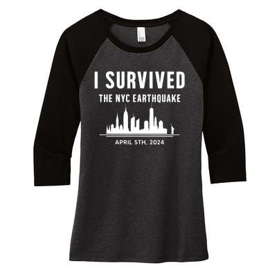 I Survived The Nyc Earthquake 5th April 2024 Women's Tri-Blend 3/4-Sleeve Raglan Shirt