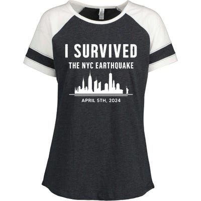 I Survived The Nyc Earthquake 5th April 2024 Enza Ladies Jersey Colorblock Tee