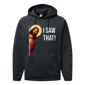 I Saw That Funny Christian Jesus Graphic Performance Fleece Hoodie