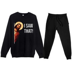 I Saw That Funny Christian Jesus Graphic Premium Crewneck Sweatsuit Set