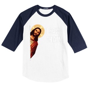 I Saw That Funny Christian Jesus Graphic Baseball Sleeve Shirt