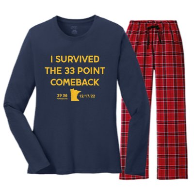 I Survived The 33 Point Comeback Football Women's Long Sleeve Flannel Pajama Set 