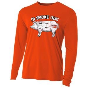 I'd Smoke That Pig Grill Bbq Meat Barbeque Cooling Performance Long Sleeve Crew