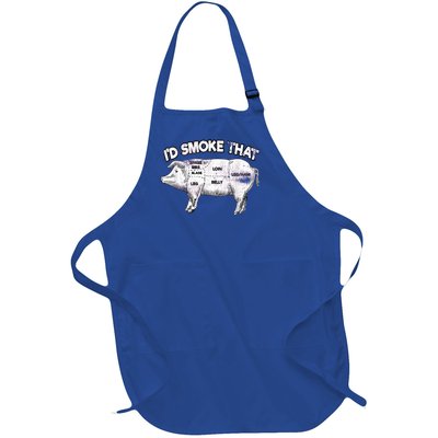 I'd Smoke That Pig Grill Bbq Meat Barbeque Full-Length Apron With Pockets