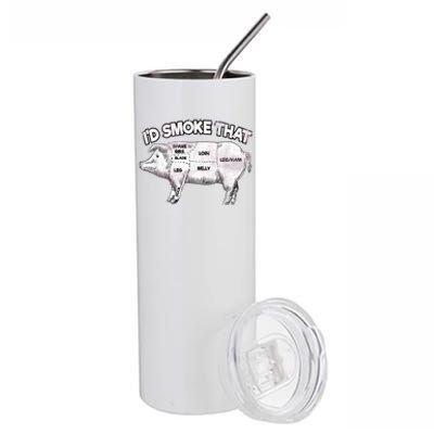 I'd Smoke That Pig Grill Bbq Meat Barbeque Stainless Steel Tumbler