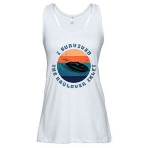 I Survived The Haulover Inlet Funny Boat Captain Fishing Ladies Essential Flowy Tank