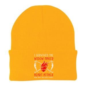 I Survived The Widow Maker Heart Attack Heart Disease Gift Knit Cap Winter Beanie