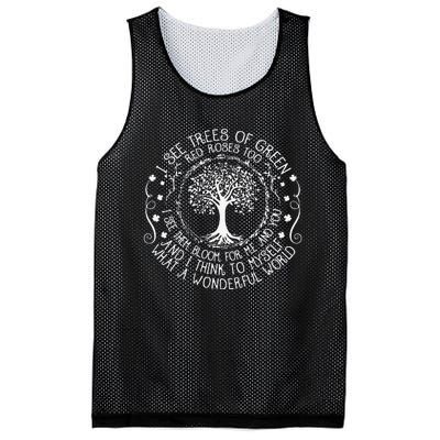 I See Trees Green Red Roses Wonderful World Earth Day Nature Mesh Reversible Basketball Jersey Tank