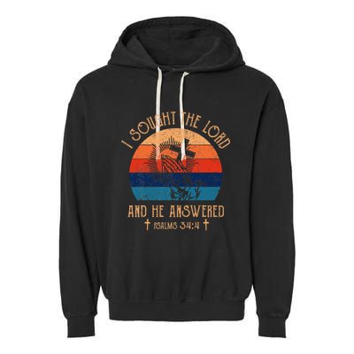 I Sought The Lord And He Answered Me Cross Bible Garment-Dyed Fleece Hoodie