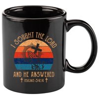 I Sought The Lord And He Answered Me Cross Bible 11oz C Handle Ceramic Mug