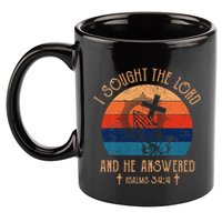 I Sought The Lord And He Answered Me Cross Bible 11oz C Handle Ceramic Mug